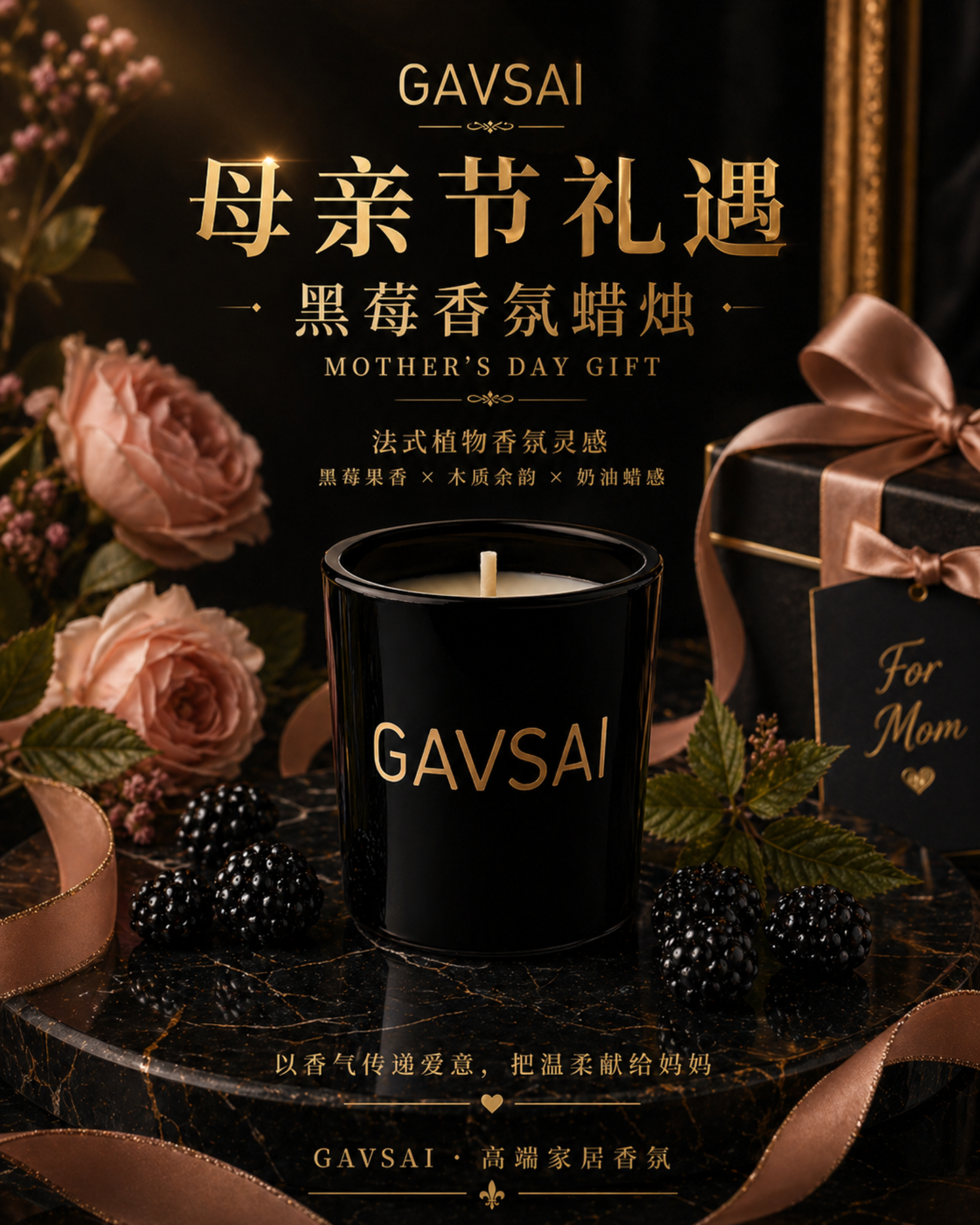 GAVSAI黑莓香氛蜡烛母亲节海报